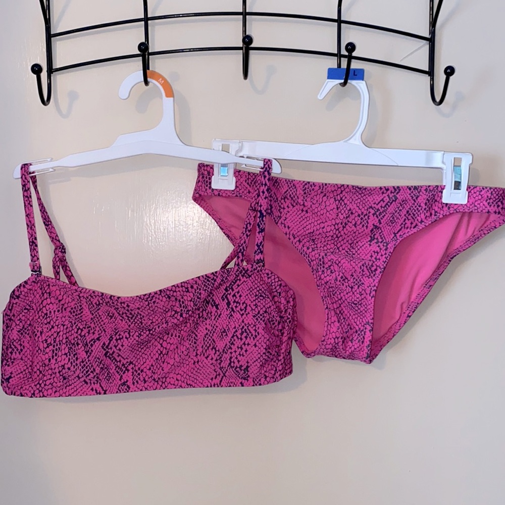 2 piece pink snake print bikini